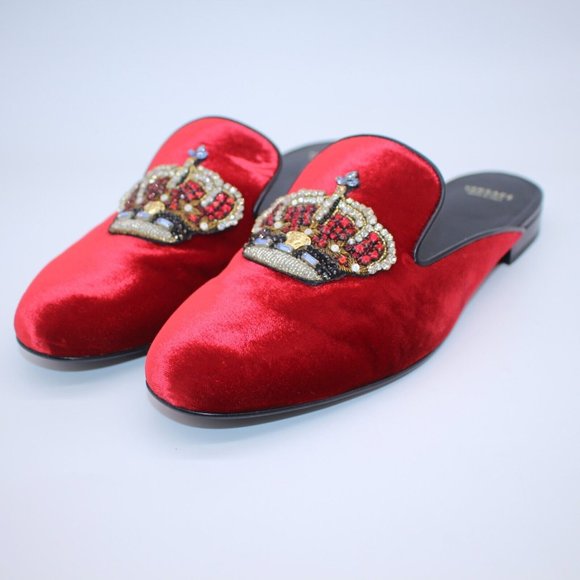 Versace Medusa Red Velvet Crown Loafer Mule Sandals. 39.5 EU / 6.5 US main image 10